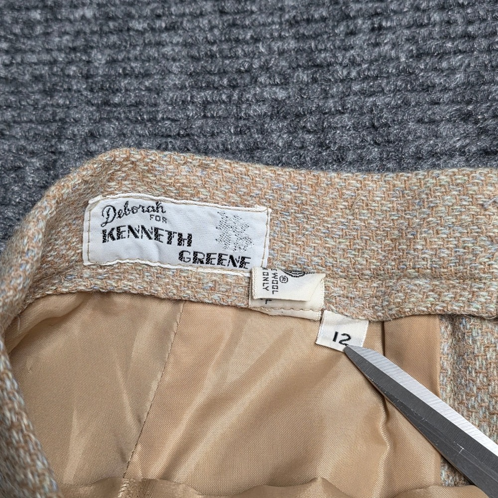 Vintage Deborah for Kenneth Greene Wool Skirt Women's Size 12 Tan Tweed - Picture 3 of 7